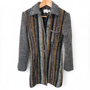 Striped Gray and Multicolor Long Coat